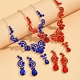thumbnail image 2 of LYMAYTER Statement Necklace 1 Set Bride Necklace and Earrings Kit - Waterdrop, Sparkling, Blue, 2 of 7