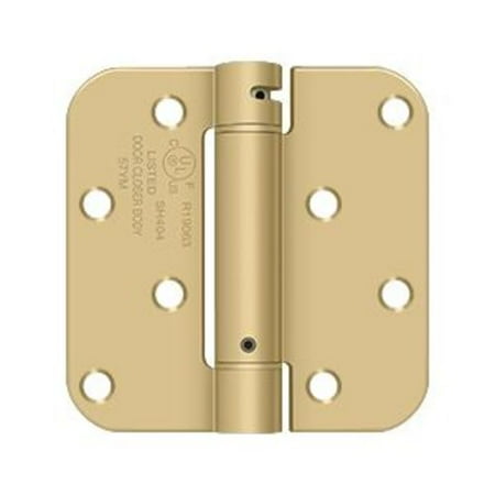 Schlage Brass Hinges - Deltana DSH4R54BM 4 x 4 x 0.62 in. Spring Hinge Benchmark, Satin Brass - Steel
