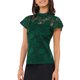 thumbnail image 4 of INSPIRAR CHIC Top de Mujer con Espalda en Llave para el Día de San Valentín, Manga Corta, Cuello Alto, Blusa Semi Transparente, Verde M, 4 of 6