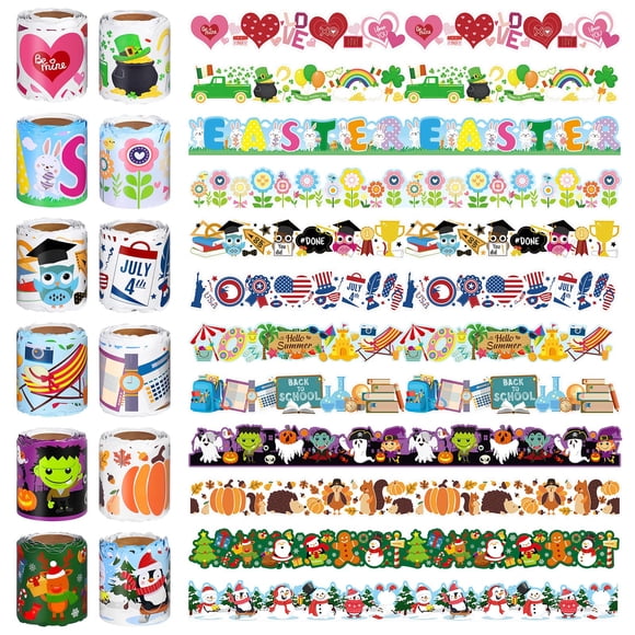 Bordes para tablones de anuncios ADXCO, 12 rollos, 120 m, 12 diseños