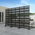 thumbnail image 2 of 72"x35"x16" Outdoor Privacy Screen with Stand Metal Balcony Decorative Screen,Black, 2 of 5