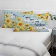 thumbnail image 4 of Summer Sunflower Throw Pillow Cover 20 x 36 Inch Decorative Pillow Cover Vintage Floral Botanical Bee Blue Wooden Lumbar Pillowcase Seasonal Rectangle Cushion Case for Couch Sofa Bed Living Room, 4 of 9