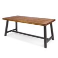 thumbnail image 4 of Benjara Carls Dining Table- Rectangular 71 Inch- Outdoor Light Brown Wood- Iron, 4 of 5