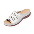 thumbnail image 2 of Women Wedge Sandals Platform Open Toe Strappy Wide Fit Shoes Womens Comfort Ladies Summer Non Slip Walking Shoes Casual Slippers White 7, 2 of 7