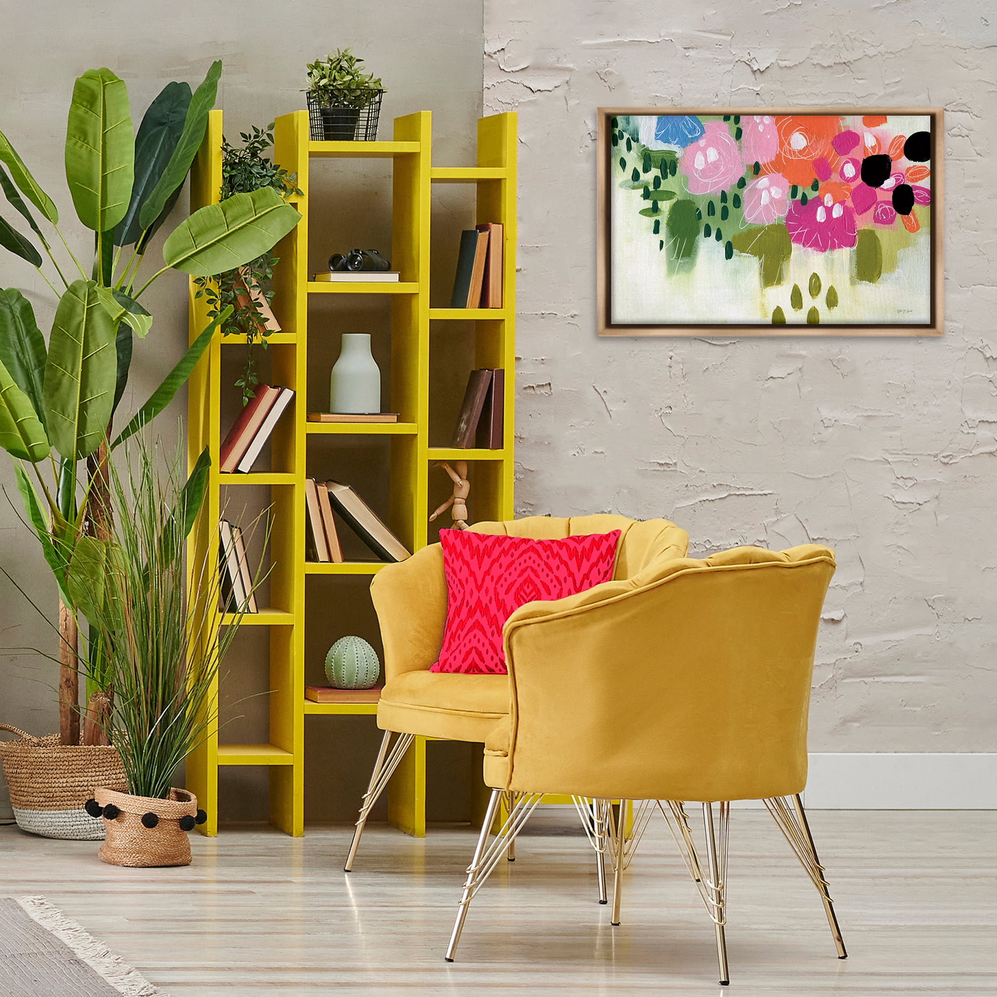 Stupell Industries Abstract Brushed Floral Botanical & Floral Painting Brown Floater Framed Art Print Wall Art, 25 x 17