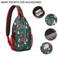 thumbnail image 2 of Sling Backpack,Dark Green Christmas Tree Pattern Sling Bag with Water Bottle Holder,Waterproof Sling Bag for Men/Women with Headphone Jack for Hiking,Travel, 2 of 6