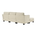 thumbnail image 6 of Hommoo 93-inch Cotton-Linen Velvet Texture L-shaped Sectional Sofa, 3 Seats Corner Sofa Set with Ottoman & Side Bag, Beige, 6 of 8