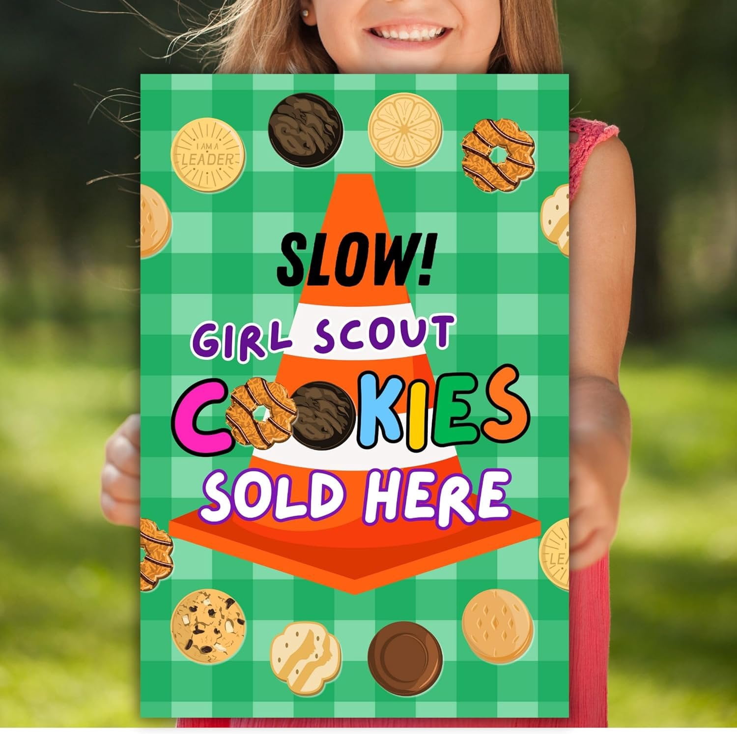 Stop Scout Cookies Sold Here  3 Pack, 12x18 Mixed Colors Outdoor Yard Sign Hold Up at Booth Traffic To Buy Girl Cookies Troop Leader and Number Reorder Sales Goal