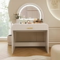 thumbnail image 2 of Euroco Vanity Desk with LED Lighted Mirror, Curved Edges, Storage Drawer, and Removable Mirror for Bedroom or Dressing Room, 2 of 9