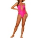 thumbnail image 2 of Traje de baño de una pieza con corte en la parte delantera y tirantes cruzados para mujer, color rosa caliente, talla S, 2 of 5