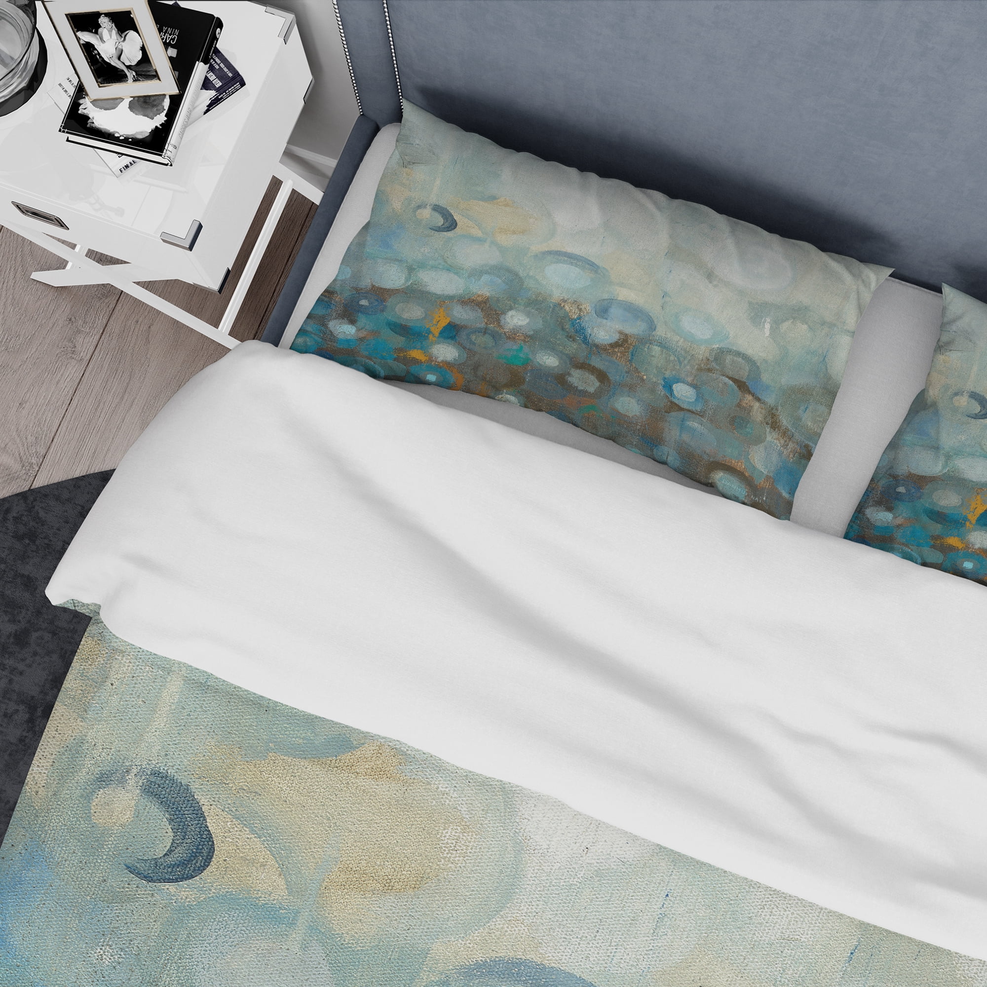 Designart 'Blue and Bronze Dots on Glass II' Geometric Duvet Cover Set