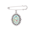 thumbnail image 1 of Merry mas Circle Cartoon Portrait Brooch Pin Dress Shirt Shawl Clips, 1 of 3