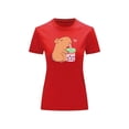 thumbnail image 2 of Playera Blusa De Capybara Tomando Refresco Ropa Divertida Para Mujer Capibara Color Rojo Talla Mediana Marca Emil SaEs, 2 of 4