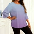 thumbnail image 4 of Ruimatai Women's Plus Size Gradient Casual T-Shirt Soft Comfortable Long Sleeve Round Neck Top for Everyday Wear, 4 of 6