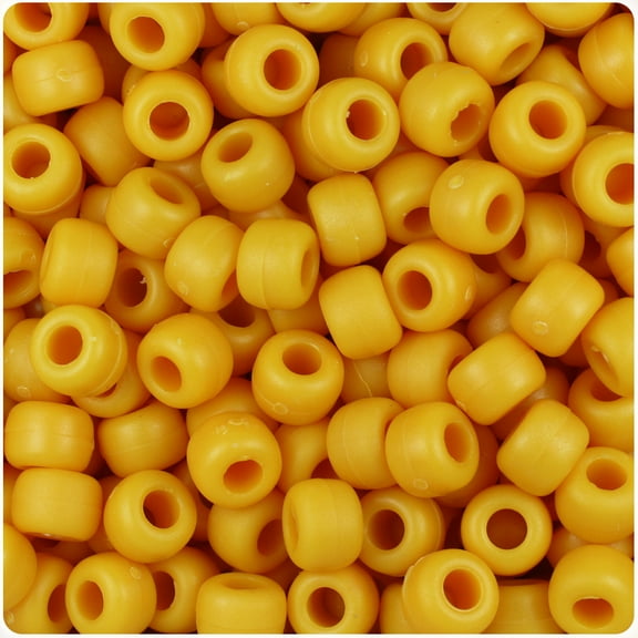 BeadTin Mustard Matte 9mm Barrel Pony Beads (500pc)