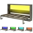 thumbnail image 3 of JERFIT-Twin Size Murphy Bed with Desk and LED Light,Convertible to Hidden Wall Bed Cabinet,Space-saving,Brown&nbsp;, 3 of 4