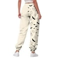 thumbnail image 7 of felwors Women's Elastic Waist Halloween Sweatpants Relaxed Fit Tapered Joggers Pocket Lounge Wear 2025 Beige, S, 7 of 7