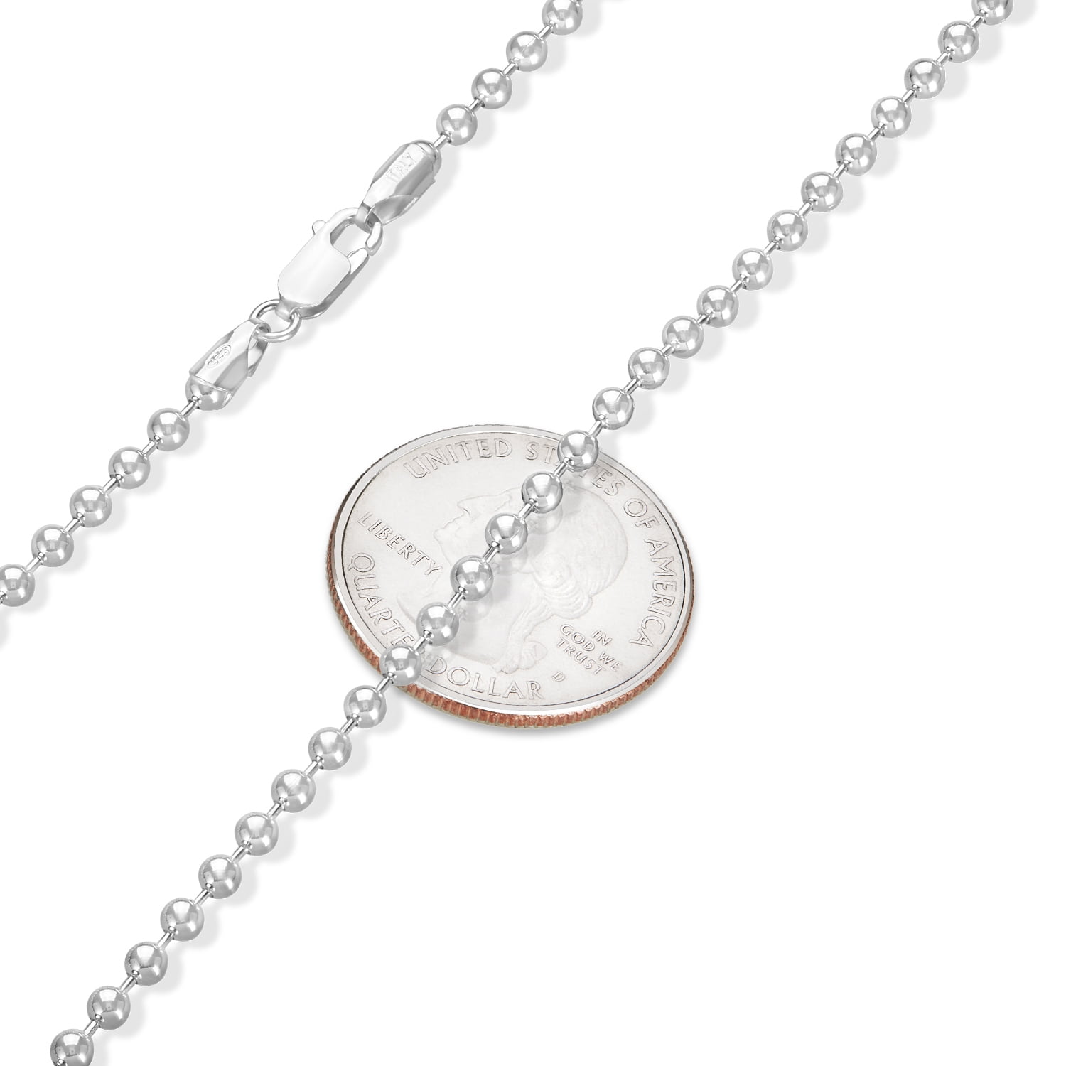 4mm Solid .925 Sterling Silver Ball Ball Chain Necklace, 30 inches