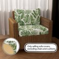 thumbnail image 2 of 8 Piece Patio Cushion Covers, Stretch Outdoor Couch Cushion Slipcovers Replacement for Seat & Backrest, Washable Furniture Protector with Elastic Bottom for Wicker Patio Furniture, Palm Leaves, 2 of 9