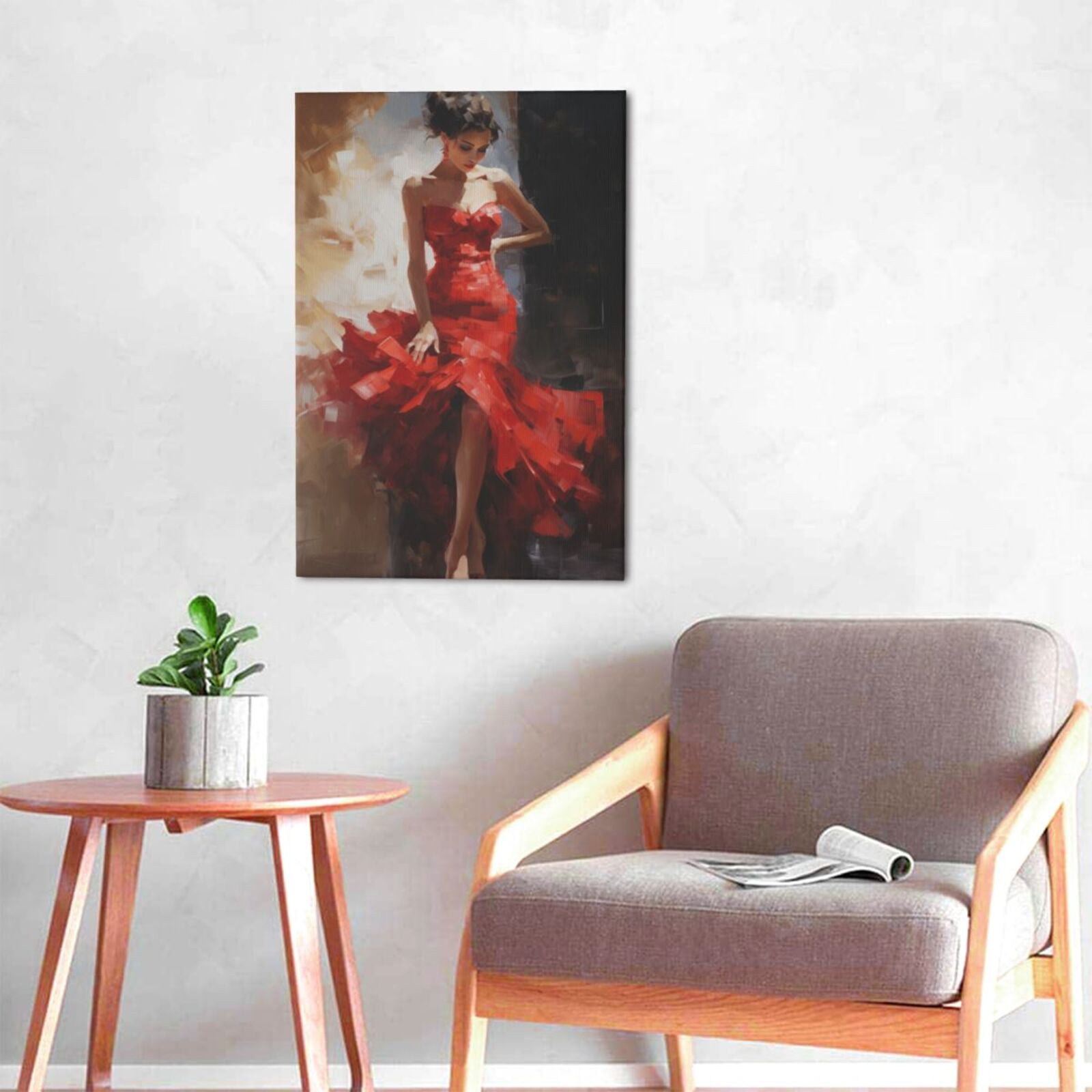 16x24 inch Canvas Paintings For Bedroom Woman In Red Dress,Home Room Decor Bedroom Accessory,Charm Woman In Red Dress Poster Prints,Gift For Lovers,Bedroom,Woman Cave,Bar,Cafes Wall Art Decor