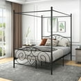 thumbnail image 1 of Canddidliike Vintage Style Full Size Metal Canopy Bed Frame - Black, 1 of 5
