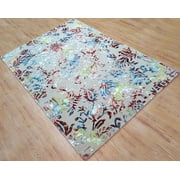 6x9 Area Rugs Wool Viscose Area Rug 6x9 Ft Hand Tufted Beige Base With Multi Color Fl Design By