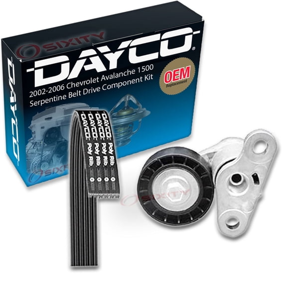 Dayco AC Tensioner Serpentine Belt Drive Component Kit compatible with Chevrolet Avalanche 1500 5.3L V8 2002-2006