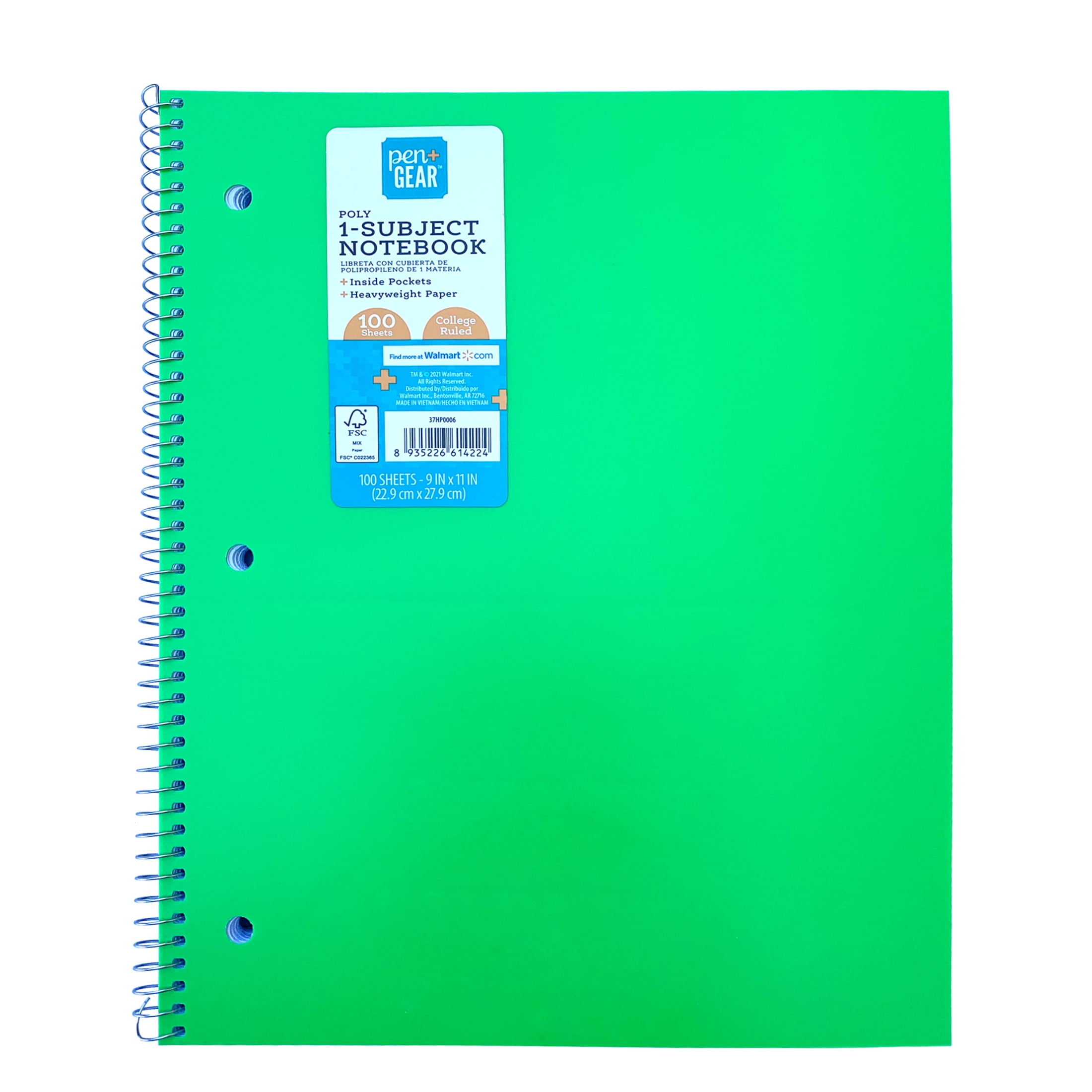 Pen+Gear Poly 1-Subject Notebook, College Ruled, 100 Heavyweight Sheets