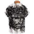 thumbnail image 4 of Camisetas gráficas de Cristo Jesús para hombres, ropa, camisas hawaianas estampadas en 3D, camisetas de playa de manga corta, blusas Y2K, ropa vintage, blusas con solapa, 4 of 5