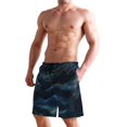 thumbnail image 2 of Dailycode Men's Quick Dry Swim Trunks Beach Shorts Casual Summer Board Shorts with Pockets, Navy Blue and Gold Marble, 2 of 8