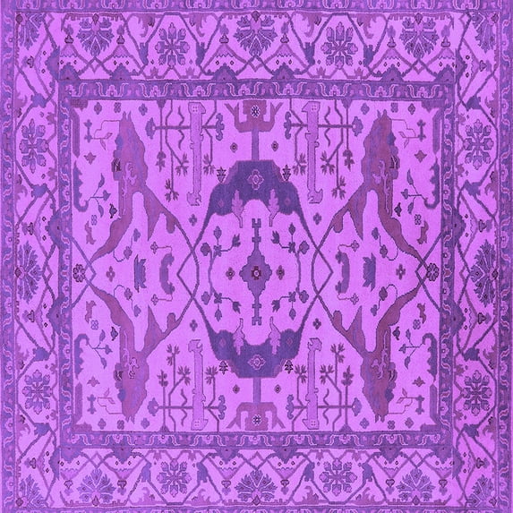 Ahgly Company Indoor Square Oriental Purple Industrial Area Rugs, 7' Square