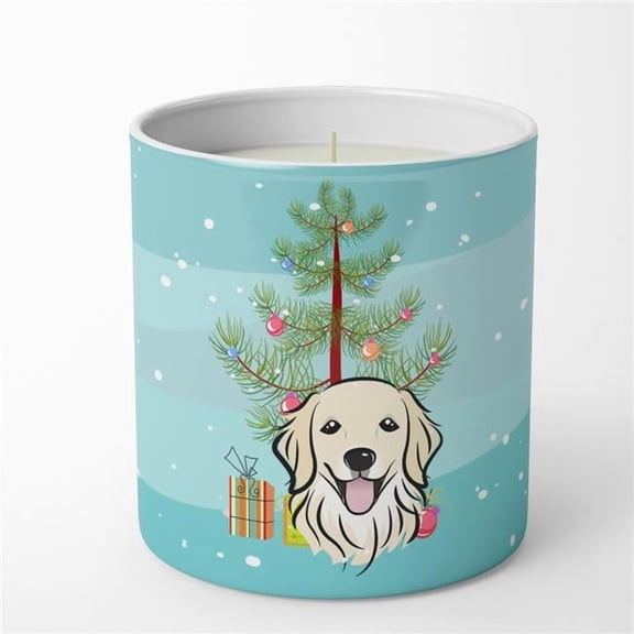 Carolines Treasures BB1577CDL 3.75 x 3.25 in. Unisex Christmas Tree & Golden Retriever 10 oz Decorative Soy Candle