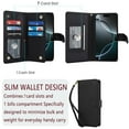 thumbnail image 3 of For iPhone 15 6.1" Wallet Case Leather Magnetic Flip Cover with Card Slots, RFID Blocking, Kickstand, Anti-Drop TPU & Detachable Wrist Strap,Black,For iPhone 15, 3 of 5