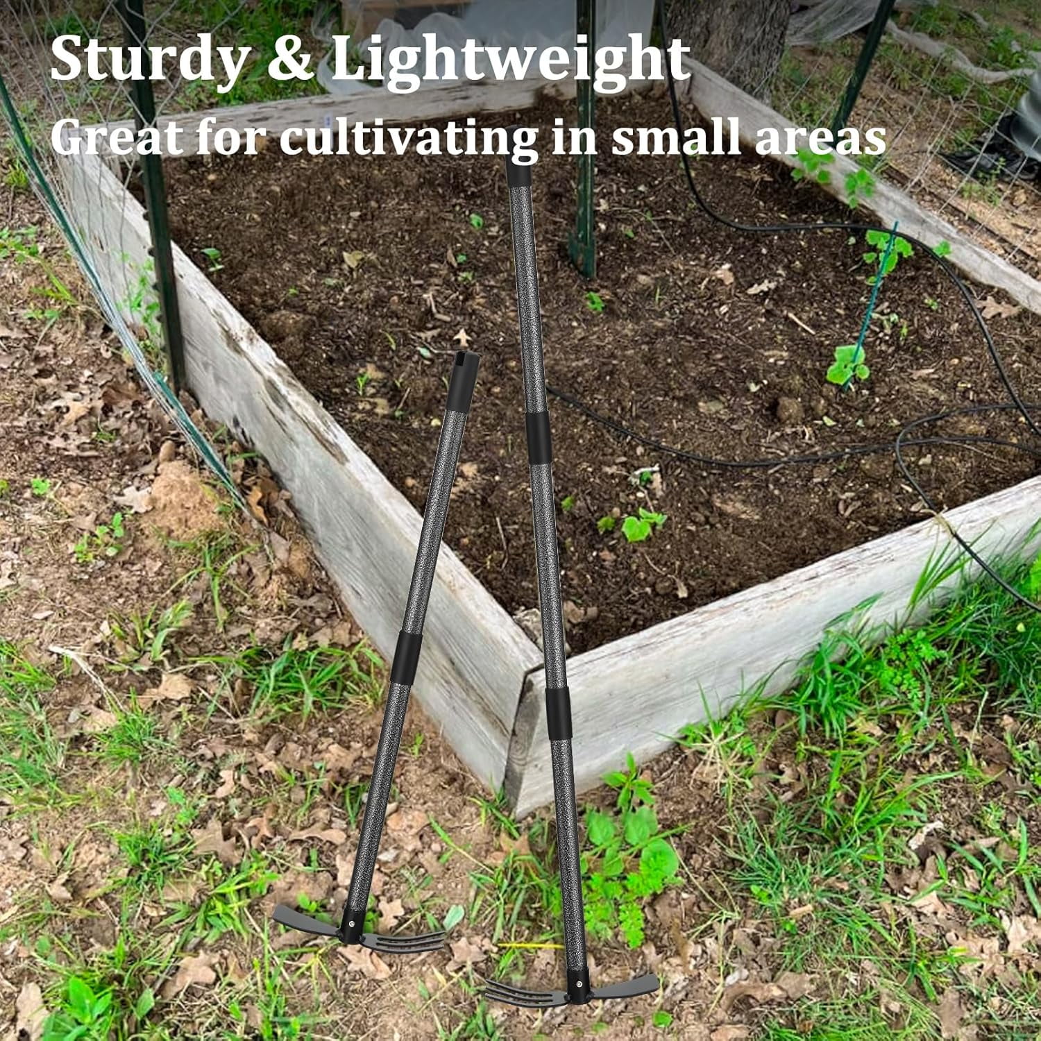 OLIYNEDY Weed Puller Tool with Long Handle,45" Manual Weeder 2 in 1 Hand Cultivator and Garden Hoe for Gardening