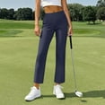 thumbnail image 4 of BXINGOHAI Stretch Active Pants for Women Soft Elastic Waist Capri Yoga Pants Lightweight Pull On Wide Leg Leggings with Pockets Navy L, 4 of 7