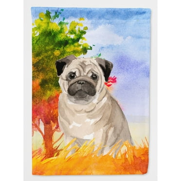 Carolines Treasures CK1934CHF Fall Fawn Pug Flag Canvas House Size  Large multicolor