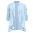 thumbnail image 6 of Light Weight Cardigan Women New Solid Color Cardigan Coat With Cropped Sleeves Ruffled Top Light Cardigans Women Summer Sky Blue M, 6 of 6