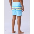 thumbnail image 3 of DARING DIVA Men's Color Block Drawstring Waist Pool Beach Striped Swimming Shorts 28 Light Blue, 3 of 6