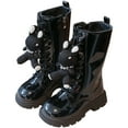 thumbnail image 6 of Zshosam Girls Combat Boots Toddler Girls Combat Boots Chunky Mid Calf Goth Boots Lug Sole Lace up Side Zipper Outdoor Riding Boots Winter Snow Boots Size 13,(Black Little Kids 13), 6 of 9