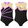 thumbnail image 6 of TSSOE Kids Figure Ice Skating Outfit Gymnastics Unitard Girls Dance Leotard Shiny Metallic Bodysuit Purple 12, 6 of 7