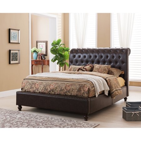 Norman Tufted Modern Platform Bed with Upholstered Headboard Queen Size - Walmart.com