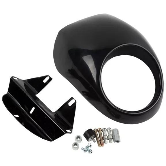 Black Motorcycle Headlight Fairing Cowl Compatible with Harley Sportster XL 1200 / 883 Models, Front Fork Mounted Headlight Cover