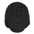 thumbnail image 5 of Janey&Rubbins Mens Winter Ear Flap Visor Beanie Knit Hat with Bill Fleece Lined Brimmed Cap (Black), 5 of 8