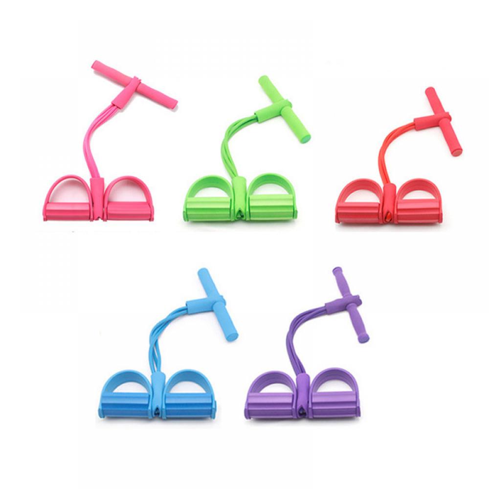 Fitness 4 Tubes Situp Pull Rope Exercise Equipment Pedal Resistance