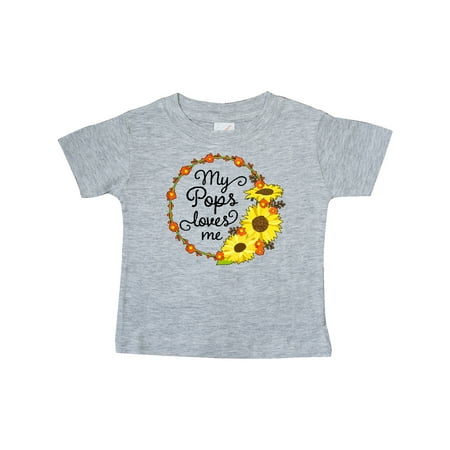 

Inktastic My Pops Loves Me with Sunflower Wreath Gift Baby Boy or Baby Girl T-Shirt