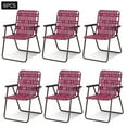 thumbnail image 1 of Costway Lot de 6 Chaises de Plage Camping Pelouse Chaise à Lanières Légère 1 Position Rouge, 1 of 10