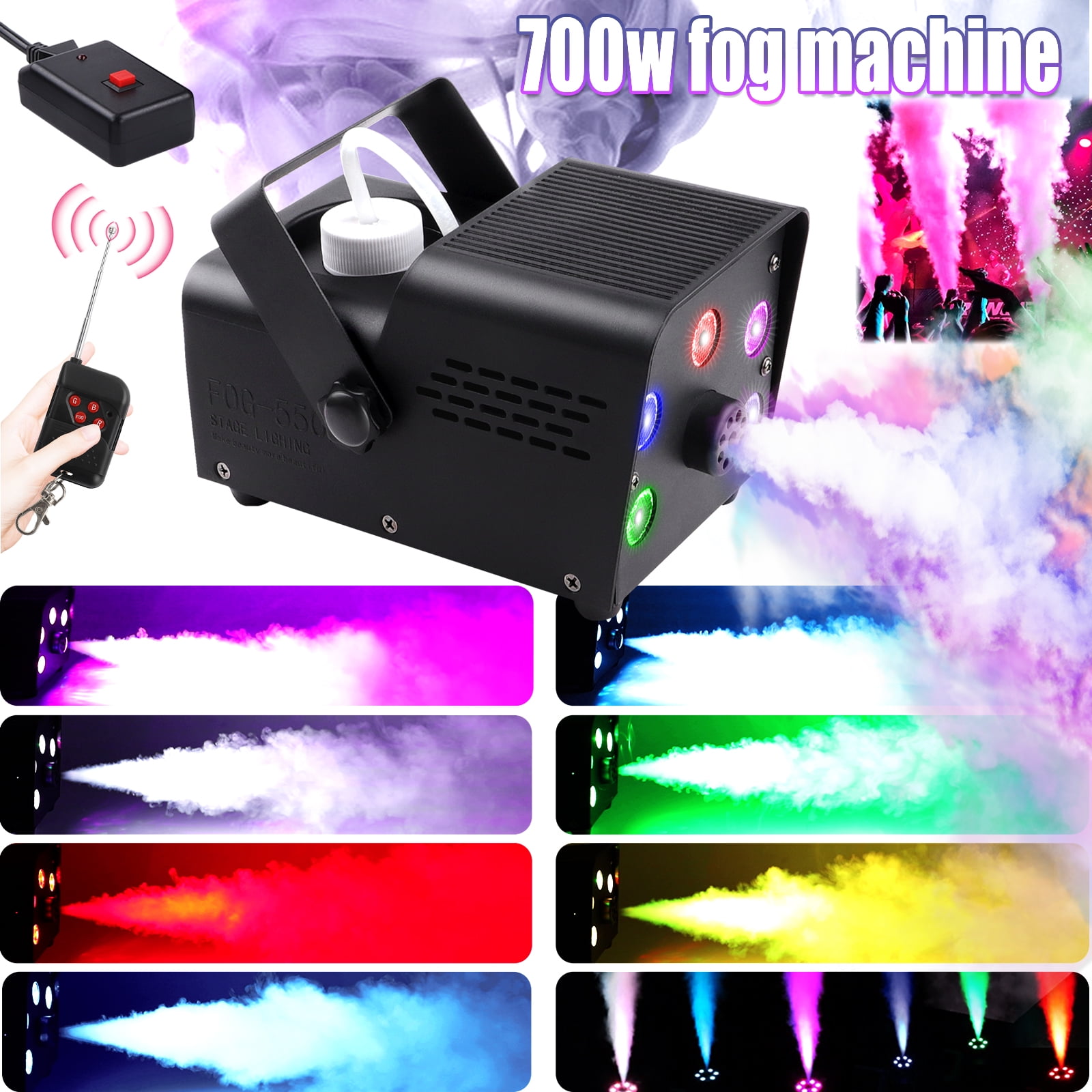 Fog Machine,500W Smoke Machine with RGB LED Lights and Wired Remote
