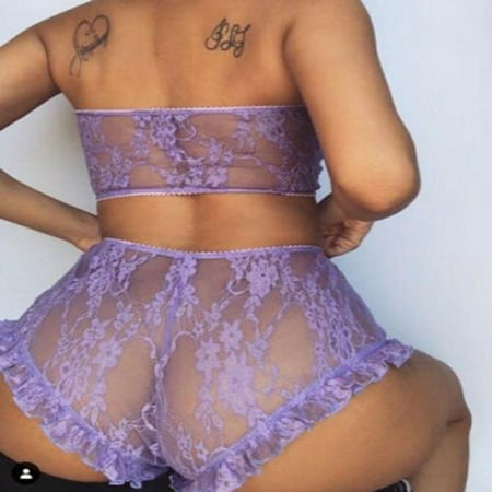 

YDKZYMD Women S V Neck Sheer Lingerie Chemise With Floral Lace Set Scalloped Trim 2 Pieces Babydoll Bodysuit Teddy Sexy Underwear Bra And Panty Set