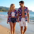 thumbnail image 4 of Womens Hawaiian Shirt Flamingo Short Sleeve Casual Button Down Shirts Beach Tropical Tops, 4 of 8