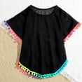 thumbnail image 5 of Girls Swim Cover Up Beach Swimwear Coverup Swimsuit Wraps with Pom Pom Trim, 5 of 6